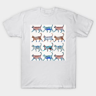 Blue Brown Cat Collection T-Shirt